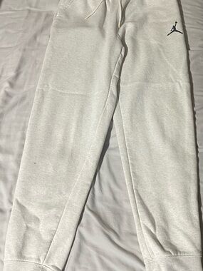 Jordan White Fleece Joggers with Black Jumpman Logo
